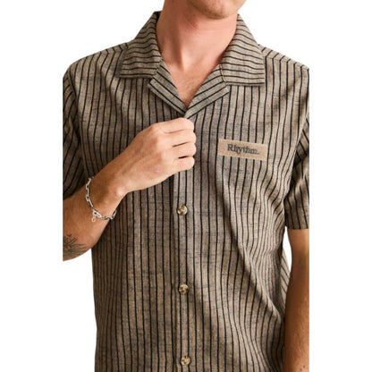 Rhythm Texture Stripe SS Shirt - Natural