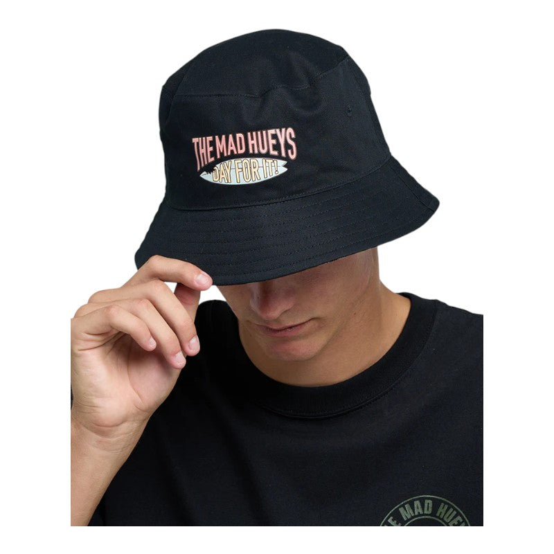 Mad Hueys Day For It Froggies Bucket Hat - Vintage Black