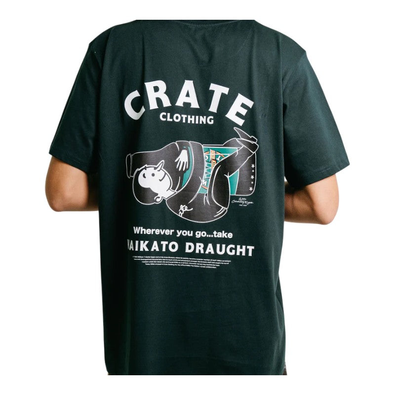 Crate X Willie The Waiter Beer Hug Tee - Pine