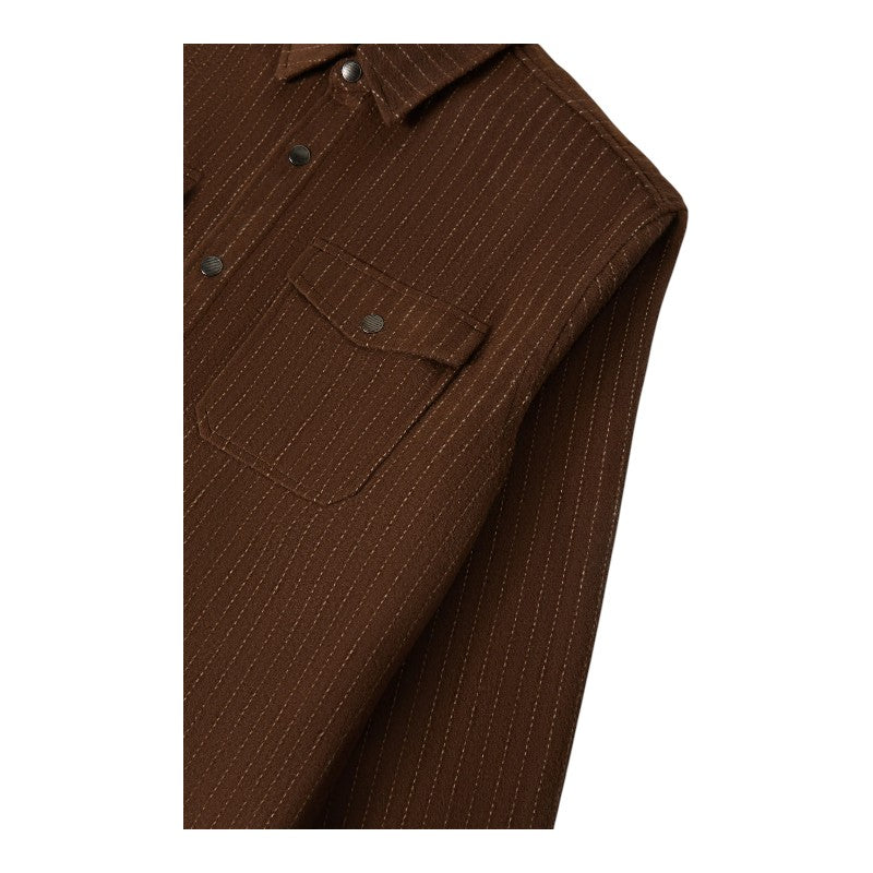 Brixton Selden Soft Brushed Flannel - Pinecone Brown Pinstripe
