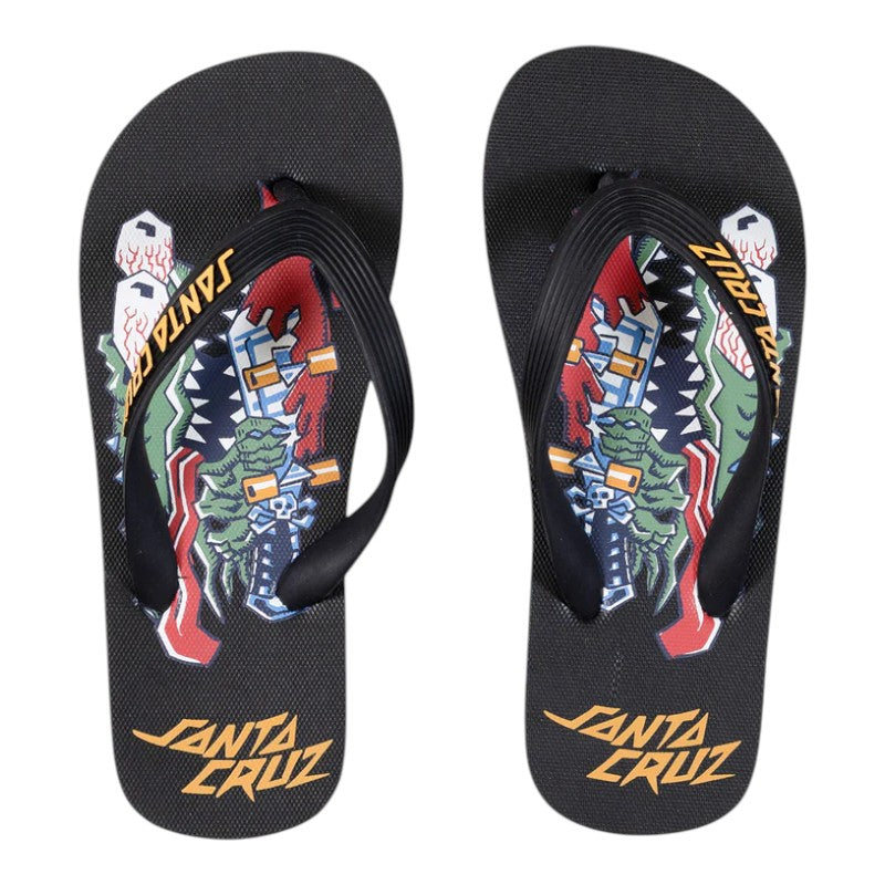 Santa Cruz Meek Scratched Slasher Youth Jandals - Black