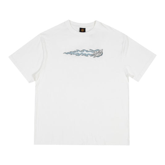 Santa Cruz Flaming Dice Dot Flash Tee - White