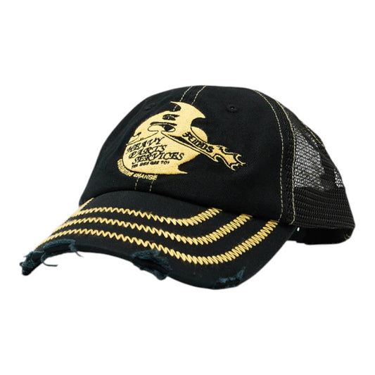 Afends Heavy Parts Six Panel Mesh Cap - Stone Black