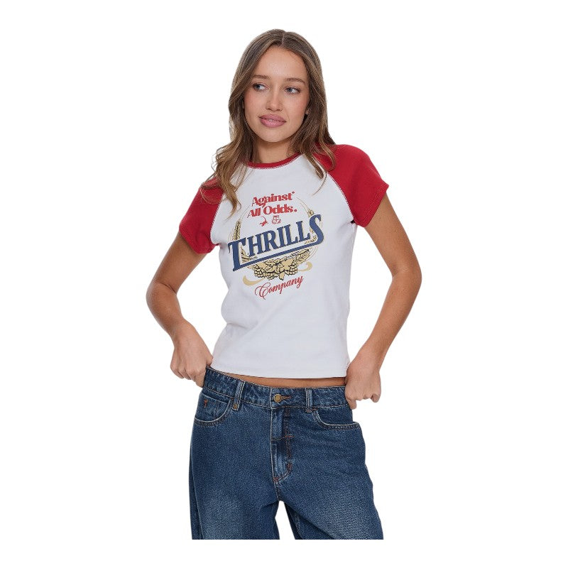 Thrills Never Better Raglan Club Tee - Dirty White