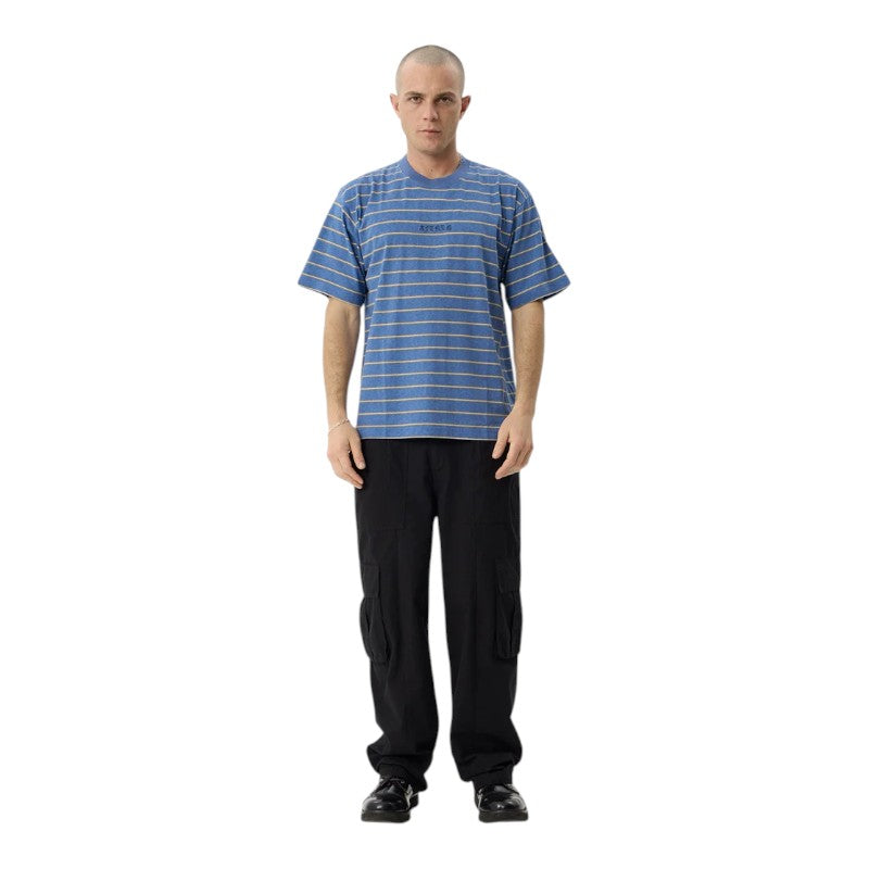 Afends Eureka Boxy Tee - Slate Blue Stripe
