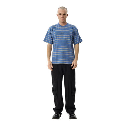 Afends Eureka Boxy Tee - Slate Blue Stripe