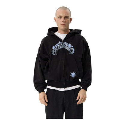 Afends Scorpius Distressed Boxy Zip Hood - Stone Black