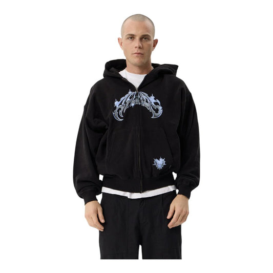 Afends Scorpius Distressed Boxy Zip Hood - Stone Black
