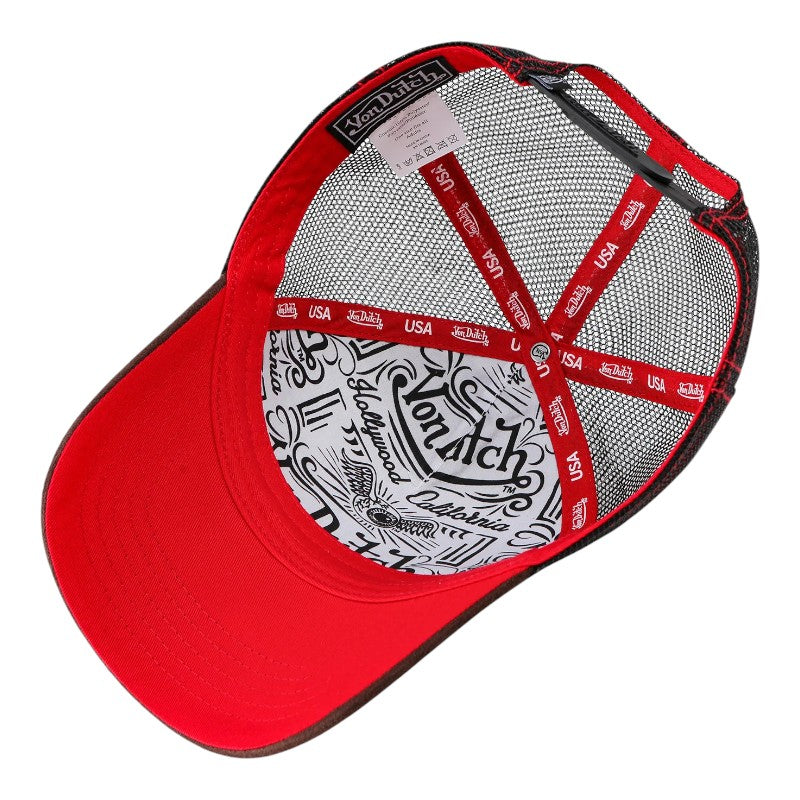 Von Dutch Trucker Cap - Brown Suede/Red