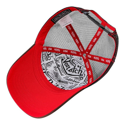 Von Dutch Trucker Cap - Brown Suede/Red