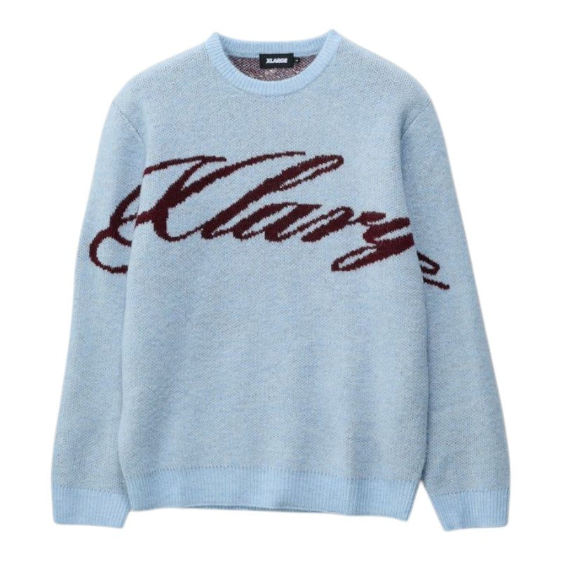 Xlarge Script Knit Sweater - Dusty Ice