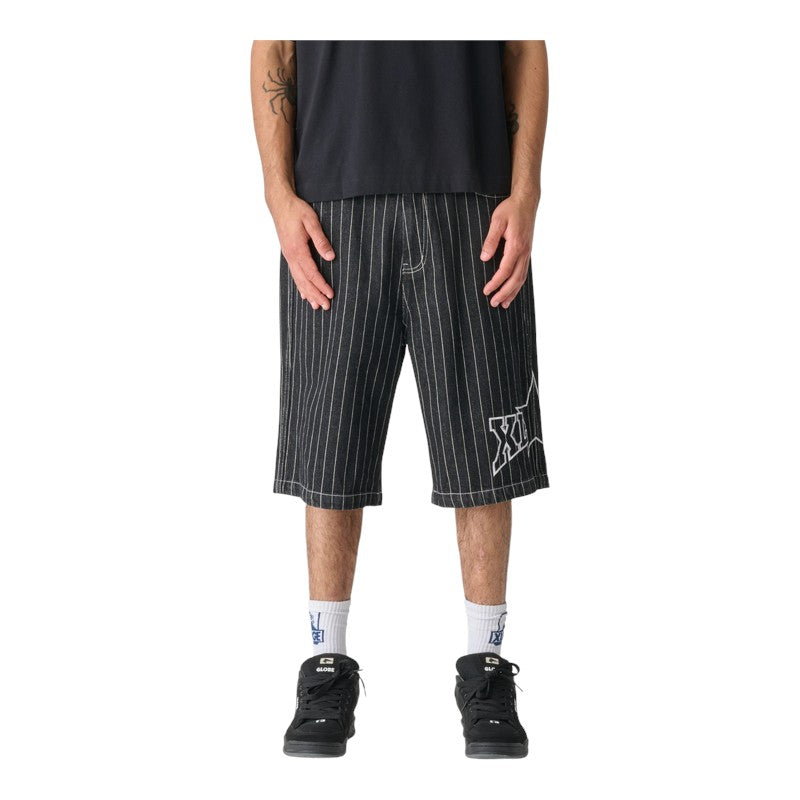 Xlarge LA Star Baggy Bull Denim Short - Black Stripe