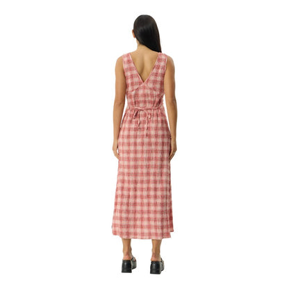 Afends Seersucker Maxi Dress - Red Check