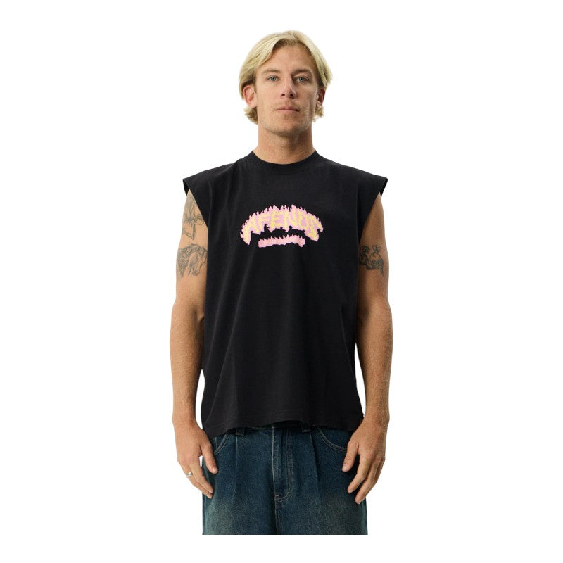 Afends Flame On Sleeveless Tee - Stone Black