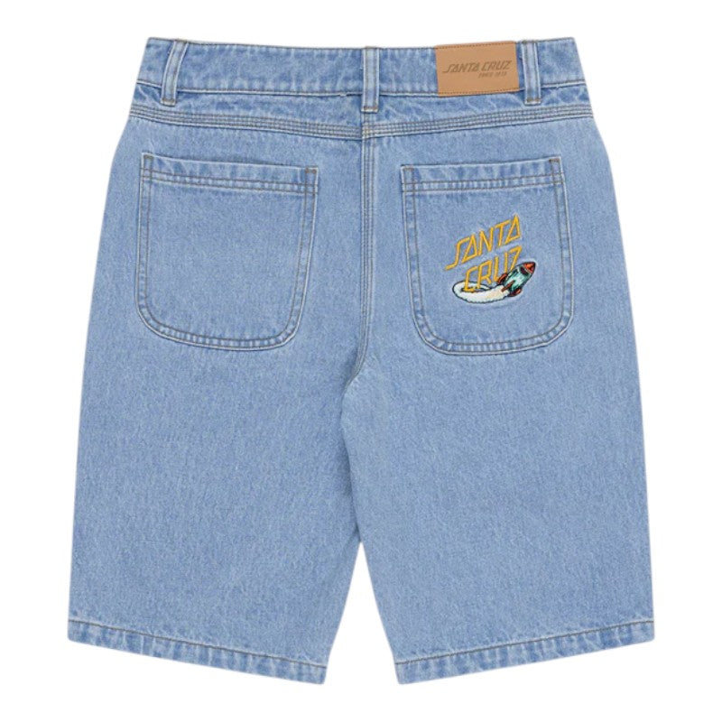 Santa Cruz Space Rocket Stack Youth Jean Shorts - Mid Blue