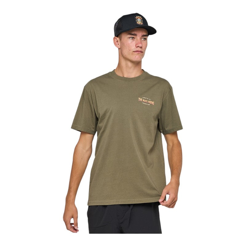 Mad Hueys Caught Fk All Skull Tee - Olive