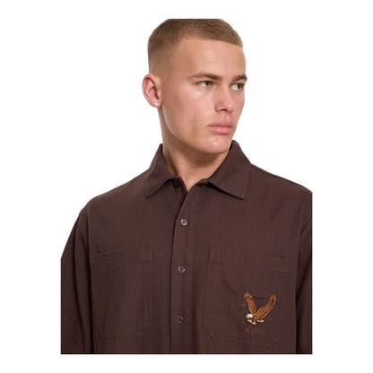 Thrills Seen & Heard Cropped Work Shirt - Postal Brown
