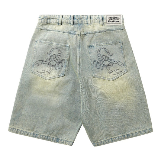 Butter Scorpion Stich Denim Shorts - Tinted Light Blue