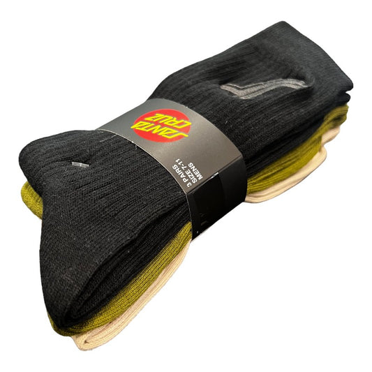 Santa Cruz OGSC Extract Crew Socks 3Pack - Washed/Black/Green