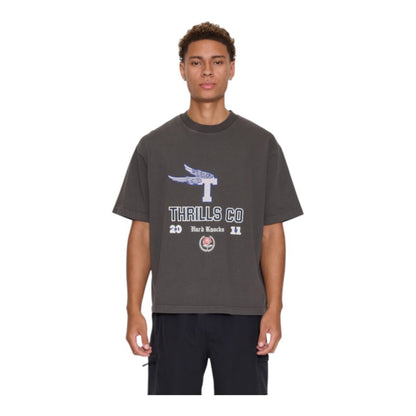 Thrills Hard Knocks Oversize Box Crop Tee - Dark Merch Black