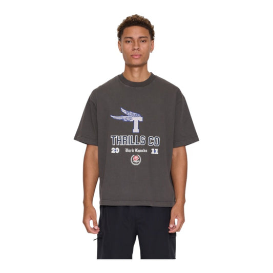 Thrills Hard Knocks Oversize Box Crop Tee - Dark Merch Black