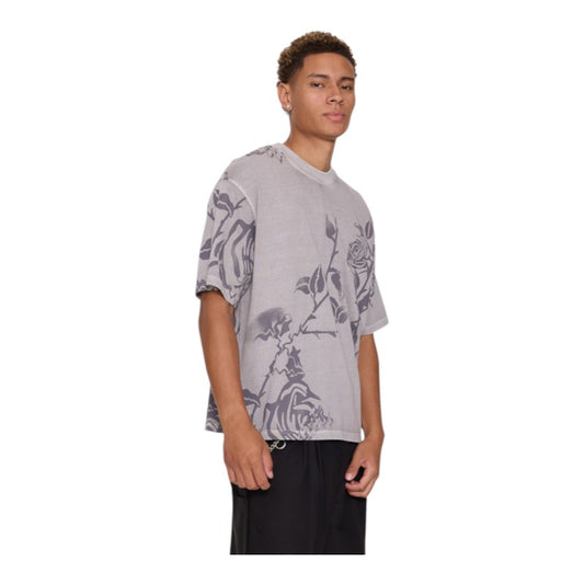 Thrills Time Will Tell Allover Box Crop Tee - Rose Allover