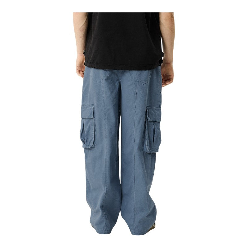 Afends Summit Pleated Cargo Pant - Washed Slate Blue