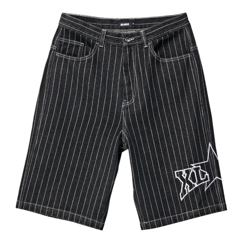 Xlarge LA Star Baggy Bull Denim Short - Black Stripe