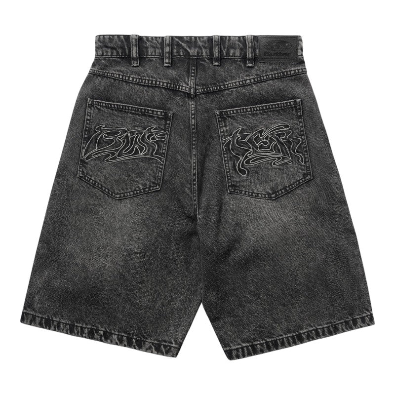 Butter Goods Drummer Baggy Denim Shorts - Streaky Black