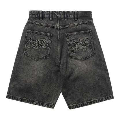 Butter Goods Drummer Baggy Denim Shorts - Streaky Black