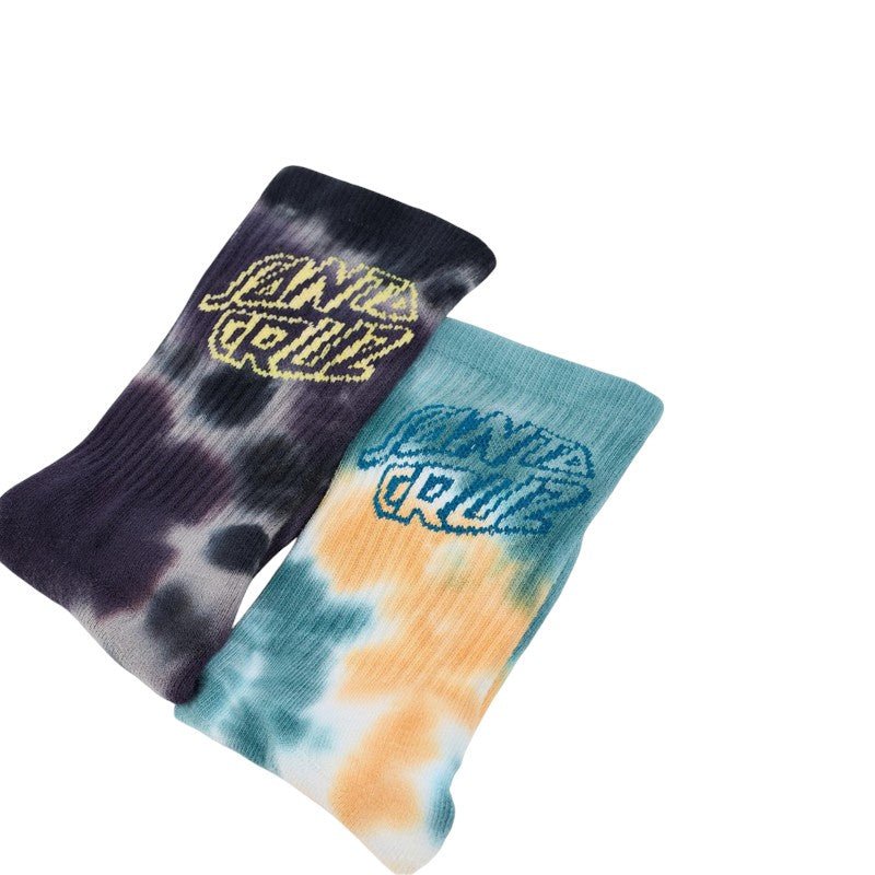 Santa Cruz Malba Crash Crew Sock - Teal/Tie Dye Black