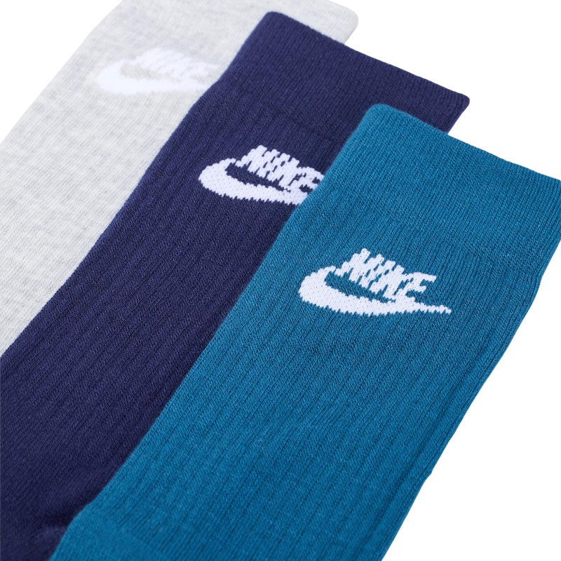 Nike Sportswear Everyday Essential Crew Socks 3 Pack - Grey Marle/Navy/Teal