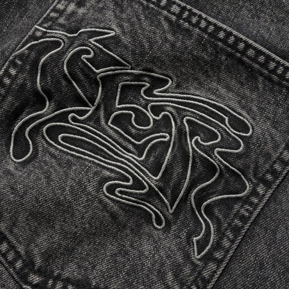 Butter Goods Drummer Baggy Denim Shorts - Streaky Black