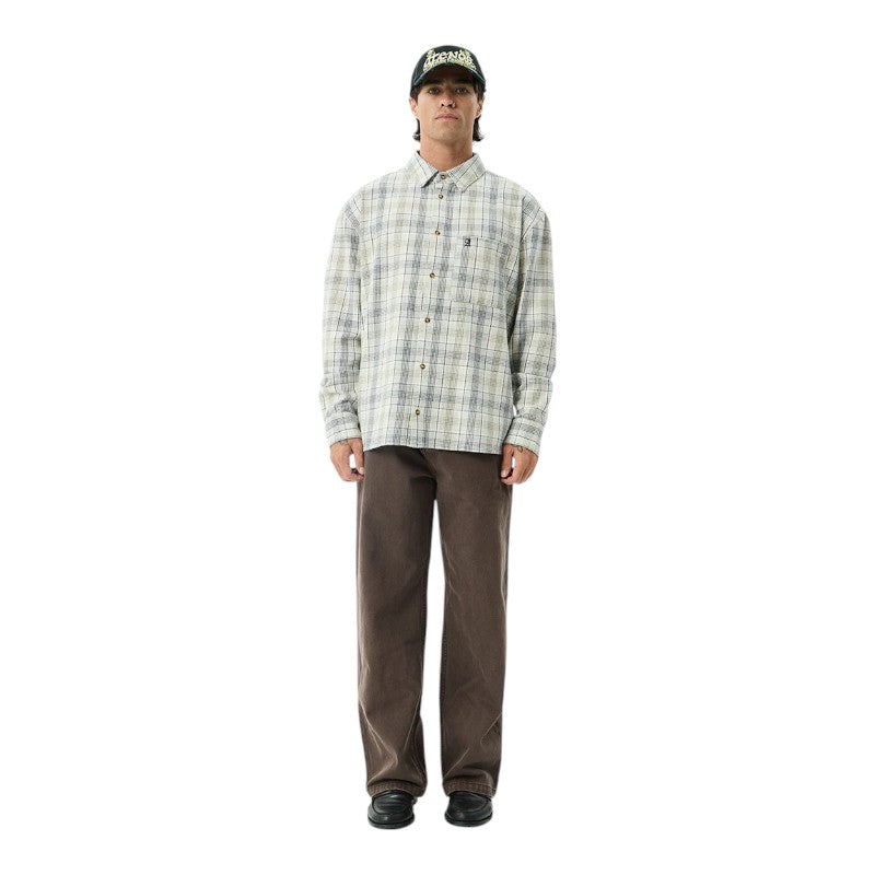Afends Shelter Flannel Shirt - White Check