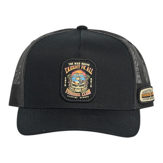 Mad Hueys Caught Fk All Skull Trucker - Black