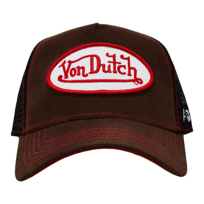 Von Dutch Trucker Cap - Brown Suede/Red
