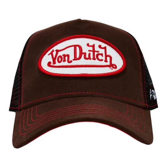 Von Dutch Trucker Cap - Brown Suede/Red