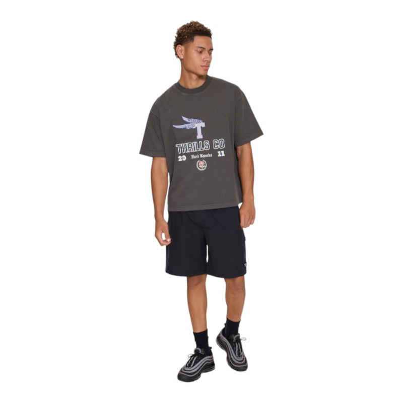 Thrills Hard Knocks Oversize Box Crop Tee - Dark Merch Black