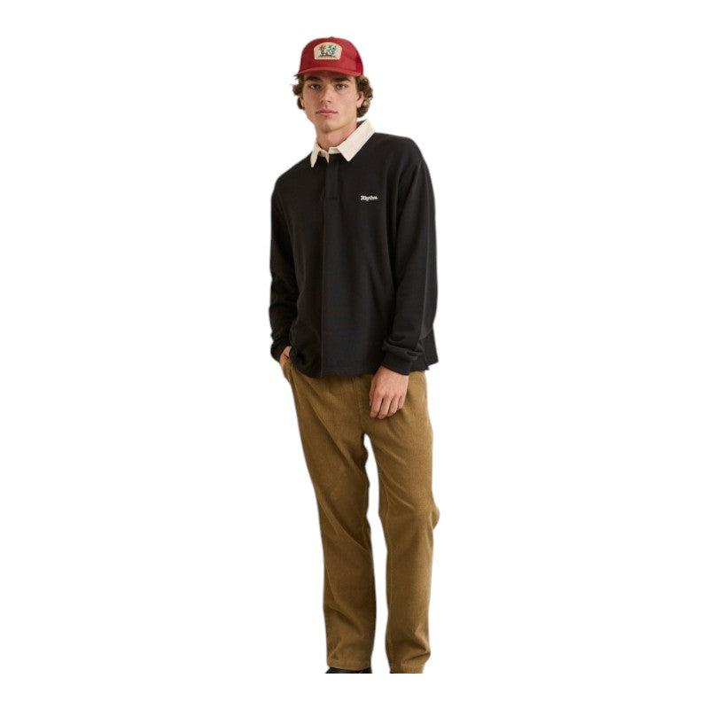 Rhythm Koa Vintage Rugby Polo - Black