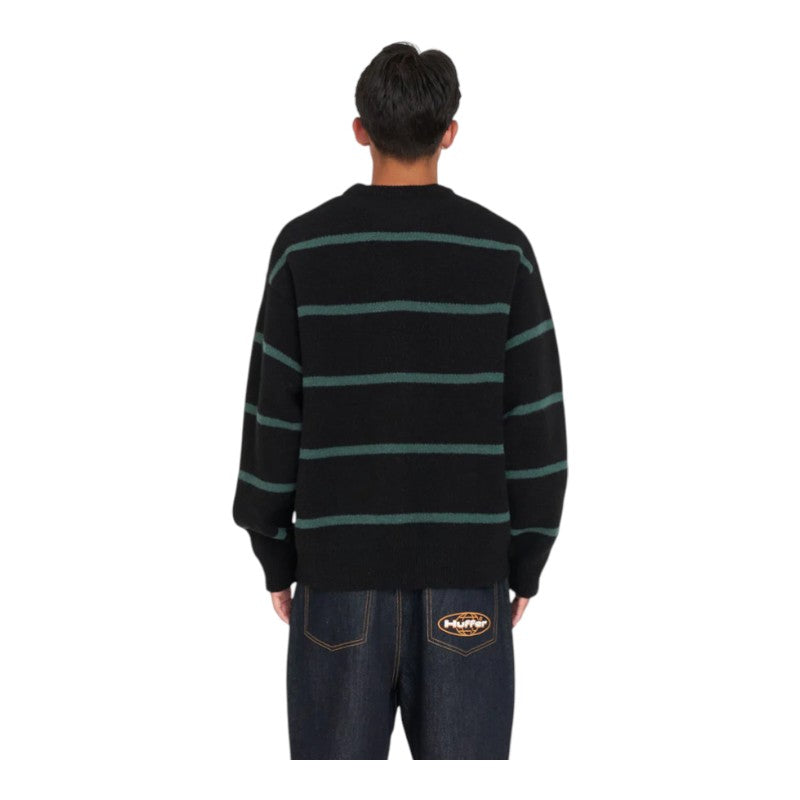 Huffer Stripe Knit Crew - Black/Pine