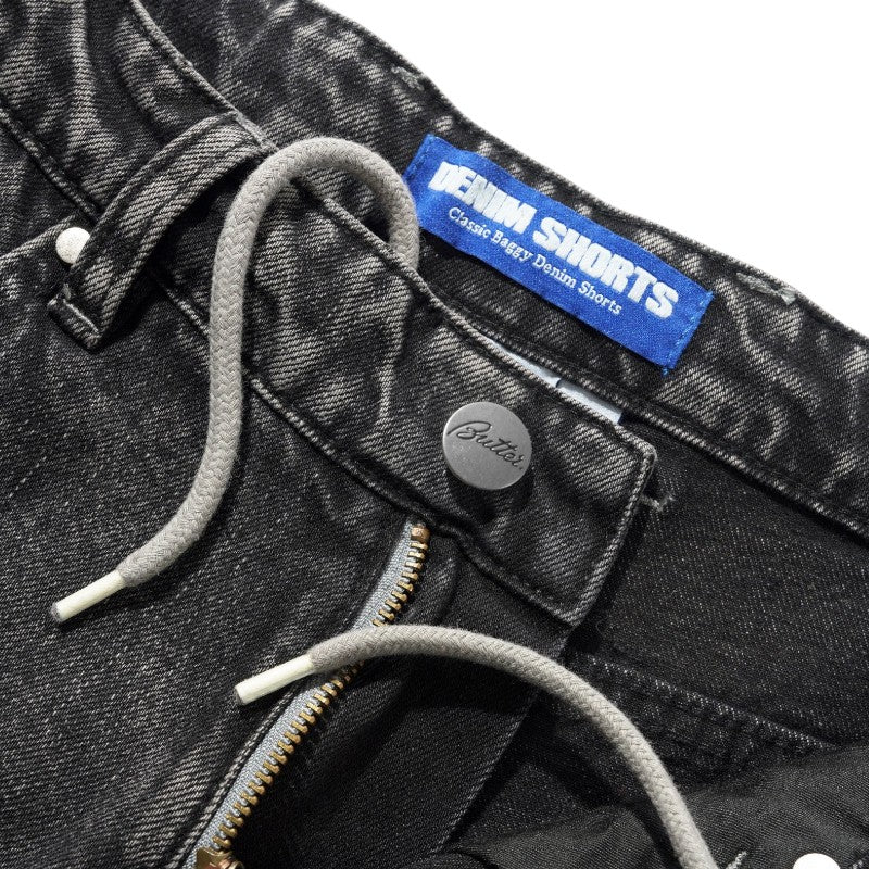 Butter Goods Drummer Baggy Denim Shorts - Streaky Black