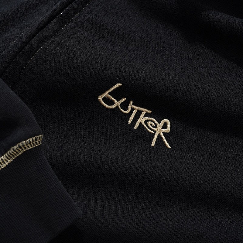 Butter Goods Trail Stitch Zip Thru Hood - Washed Black