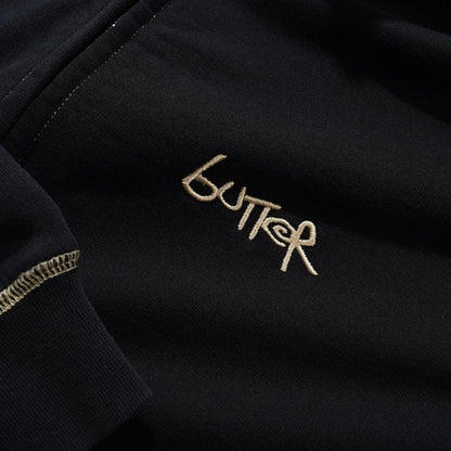 Butter Goods Trail Stitch Zip Thru Hood - Washed Black