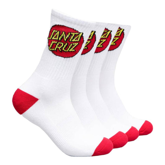 Santa Cruz Classic Dot Crew Socks 4Pack - White