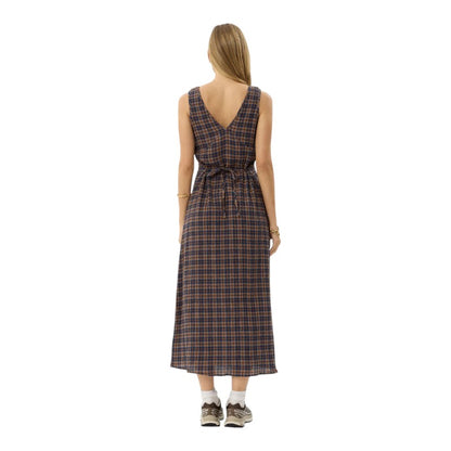 Afends Tully Seersucker Maxi Dress - Shev Indigo Check