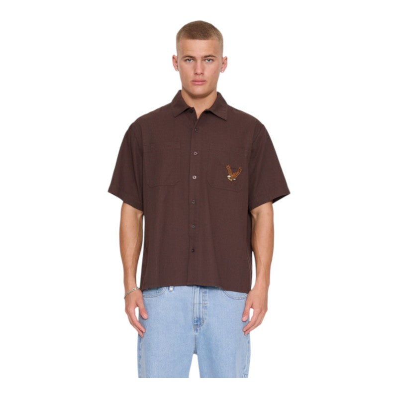 Thrills Seen & Heard Cropped Work Shirt - Postal Brown