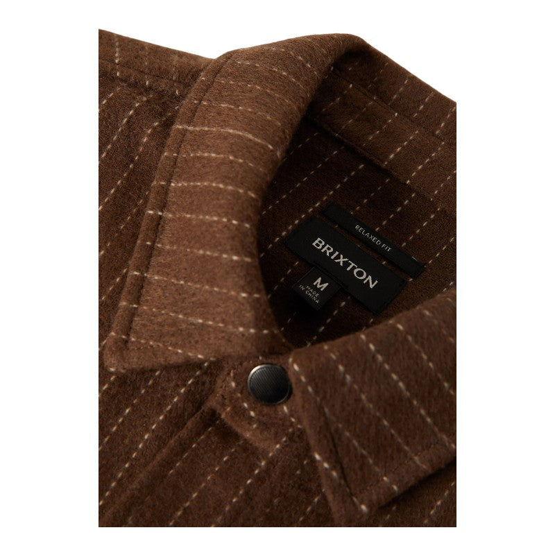 Brixton Selden Soft Brushed Flannel - Pinecone Brown Pinstripe