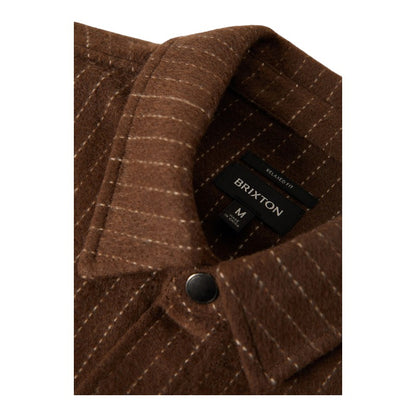 Brixton Selden Soft Brushed Flannel - Pinecone Brown Pinstripe