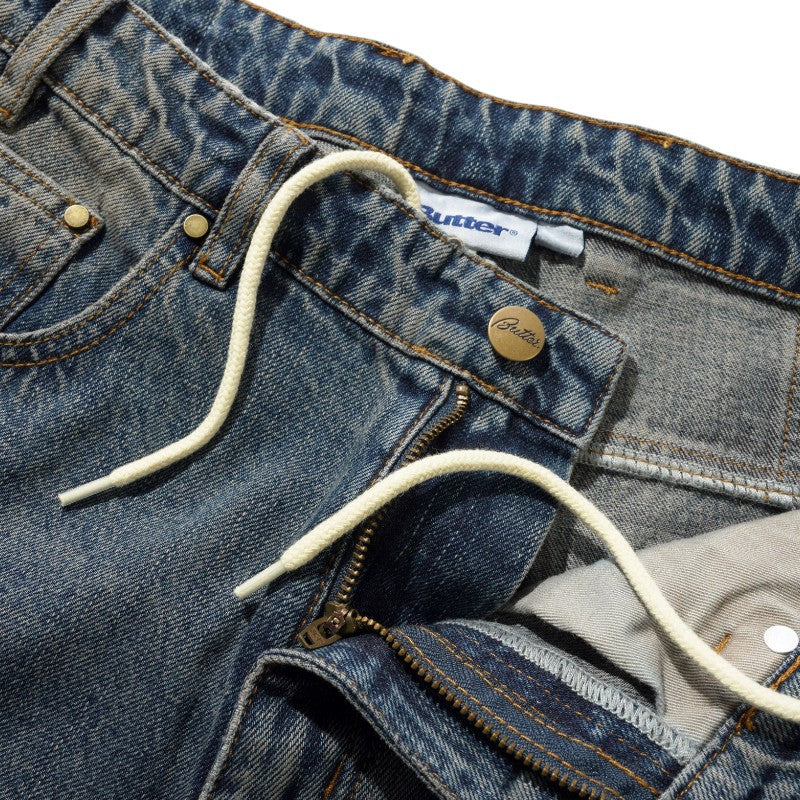 Butter Goods Wide Cut Denim Jeans - Dirty Wash Indigo