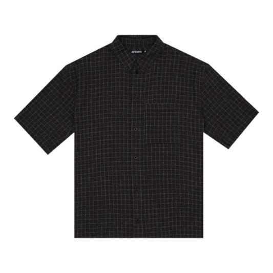 Afends Dusk Seersucker Check Shirt - Black